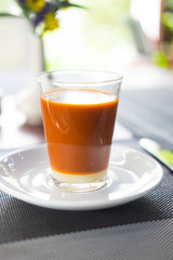 Hot milk tea in Thailand style classic cup