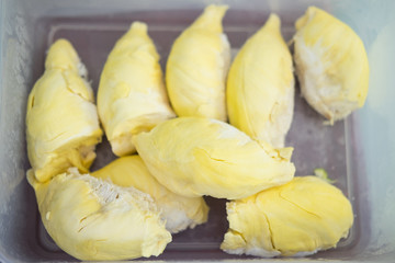 Close up of peeled durian flesh
