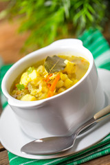 Cucumber soup with vegetables.