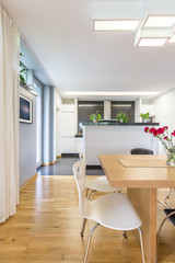 Kitchen with flower on the table