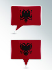 A set of pointers. The national flag of Albania on the location indicator. Vector illustration.