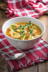 Mushroom soup with parsley.