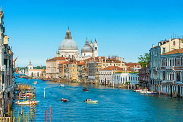 Obraz na płótnie Canvas Scenic panorama of Grand Canal in summer, Venice, Italy