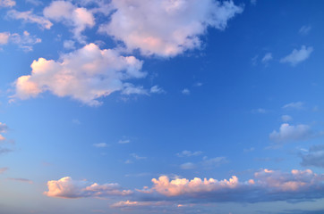 Fog and clouds in the evening sky