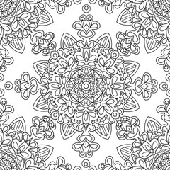 Coloring pages for adults.Decorative hand drawn doodle nature ornamental curl vector sketchy seamless pattern