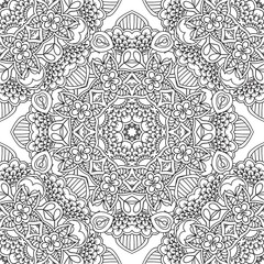 Coloring pages for adults.Decorative hand drawn doodle nature ornamental curl vector sketchy seamless pattern