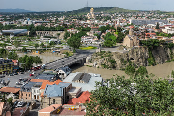 Tbilisi, Georgia, Eastern Europe - View from Narikala Fortress over Old Tbilisi and the Mtkvari River. © willcop