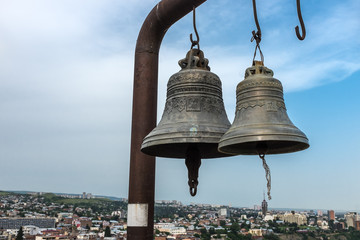 Fototapeta premium Tbilisi, Georgia, Eastern Europe - Bells at Narikala Fortress overlooking the city.