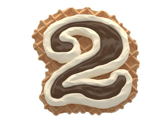 Wafers with white cream and chocolate font.