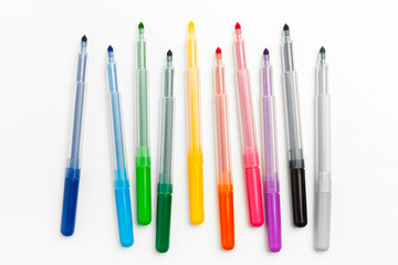 Colorful felt-tip pens isolated on white