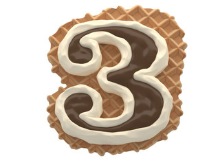 Wafers with white cream and chocolate font.