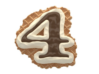 Wafers with white cream and chocolate font.