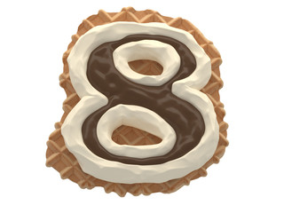 Wafers with white cream and chocolate font.