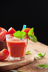 Tomato juice and fresh tomatoes