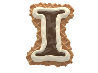 Wafers with white cream and chocolate font.