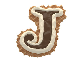 Wafers with white cream and chocolate font.