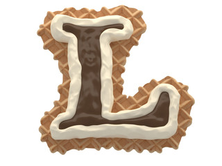 Wafers with white cream and chocolate font.