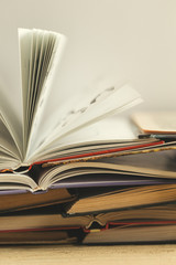 Composition with books on the table