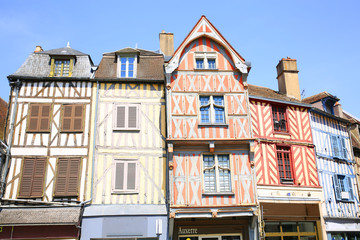 Historic framework houses in Auxerre, Burgundy, France