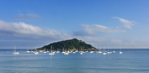 Island, blue paradise, island Santa Clara in front of the city of San Sebastian, Donostia