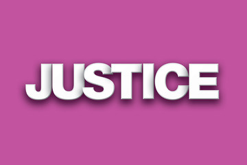 Justice Theme Word Art on Colorful Background