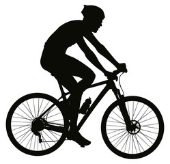 Cyclist black silhouette, logo sign. Bicycle posture. Vector illustration AI10