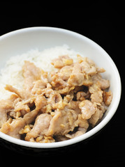pepper pork rice with black background
