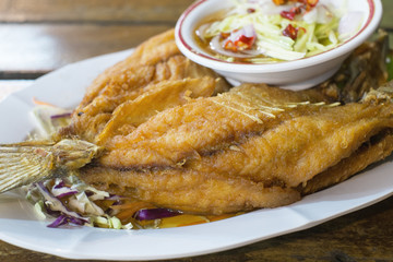 closeup fried fish