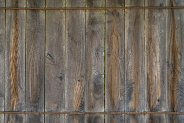 Old brown wooden wall, detailed background photo texture. Wood plank fence close up