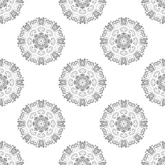 Floral vector round light ornament. Seamless abstract classic background with flowers. Pattern with repeating elements