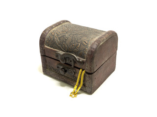Wooden box with gold pattern