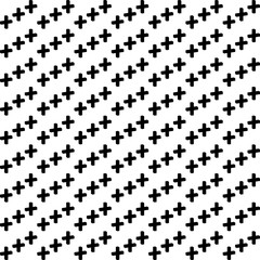 Black and white abstract plus sign seamless, pattern background.