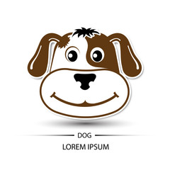 Dog face beatific smile logo and white background vector illustration