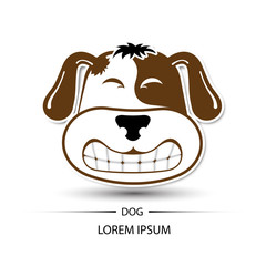 Dog face saw tooth smile logo and white background vector illustration