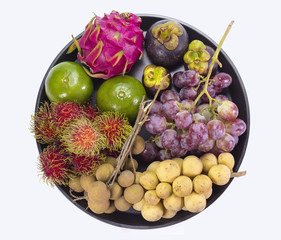group of thai fruit on white background