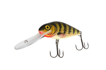 Fishing lure isolated on white. Wobbler, fishing bait