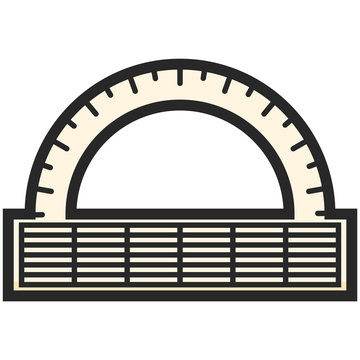 Simple Vector Icon of a classic alidad in flat style. Pixel perfect. Basic education element. School and office tool. Back to college. Angle protractor