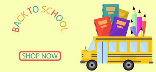 Back To School Education Concept Banner Flat design