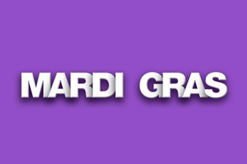Mardi Gras Theme Word Art on Colorful Background