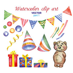 Watercolor clipart Happy birthday part 1