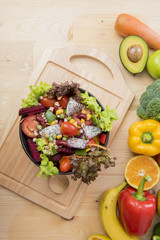 Salad on wood table ,Healthy food concept