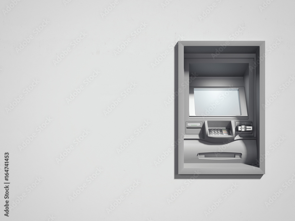 Poster atm machine. 3d rendering