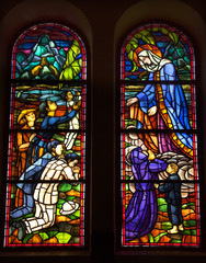 Virgin Mary Stained Glass Notre Dame Cathedral Saigon Vietnam