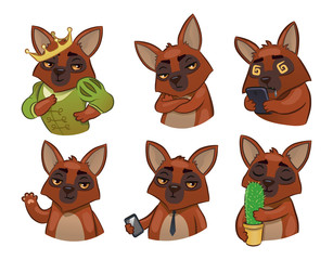 6 dogs. Set of vector emotional animals. stylization. Stickers for emotion transfer