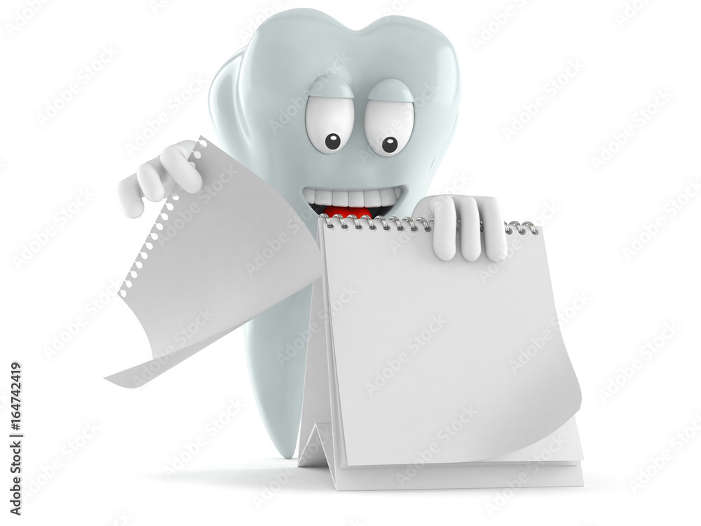 Canvas Prints tooth character with blank calendar