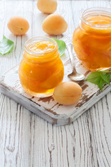 Apricot jam and ripe apricots