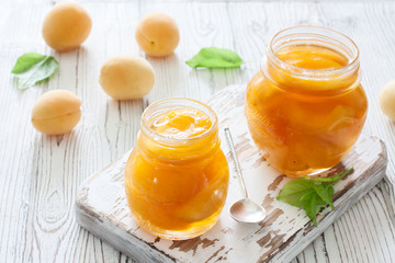 Apricot jam and ripe apricots
