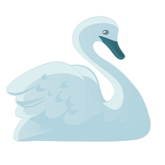 Vector images of swan in a simple style on a white background.