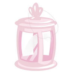 Pink vintage camping lantern isolated on white background. Retro lamp vector illustration. Handle lamps for tourist hiking.