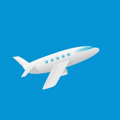 vector cartoon airplane flying in blue sky